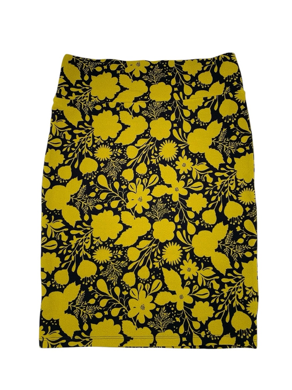 NEW Lularoe Women's Cassie Skirt Size Large Black Pea Green Floral Print Stretch
